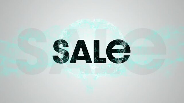 Animation of sale text and brain over white background