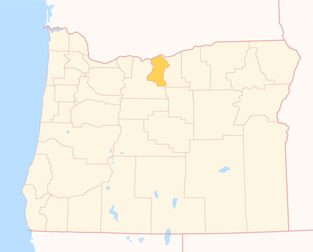 Map of the County Sherman (Oregon, US) showing the Federal State with the highlighted County