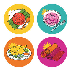 Fototapeta premium Collection of Delicious Food Illustrations.