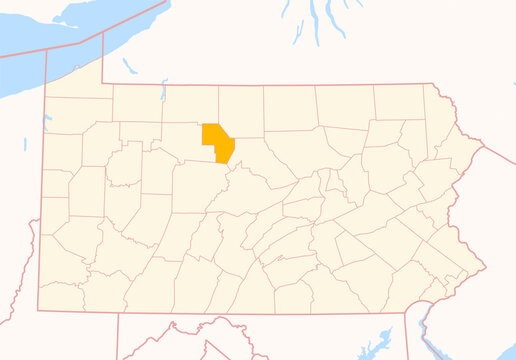 Map of the County Cameron (Pennsylvania, US) showing the Federal State with the highlighted County