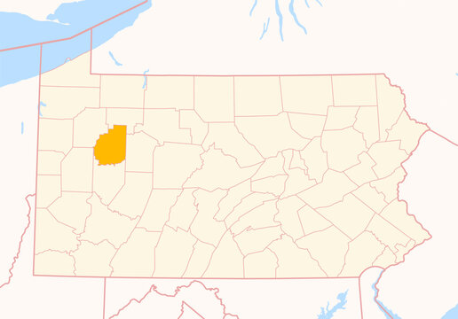 Map of the County Clarion (Pennsylvania, US) showing the Federal State with the highlighted County