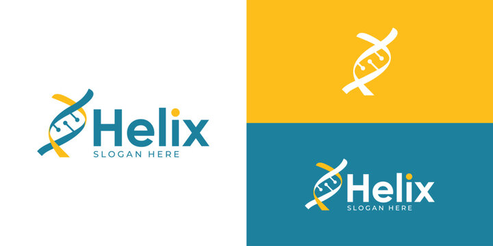 Creative simple helix logo template. DNA genetic symbol, Biotech science logo design vector illustraion.