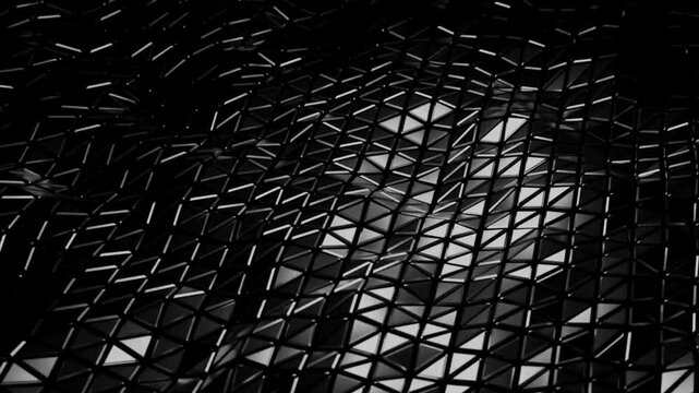 Black and white geometric pattern with triangular shapes and lines