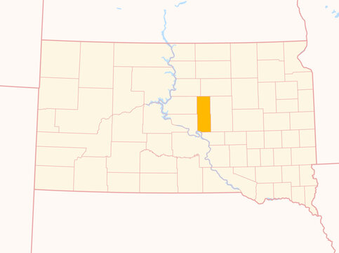 Map of the County Hyde (South Dakota, US) showing the Federal State with the highlighted County