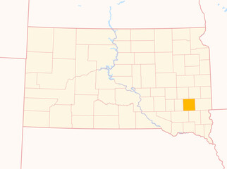 Map of the County McCook (South Dakota, US) showing the Federal State with the highlighted County © TipTopMap
