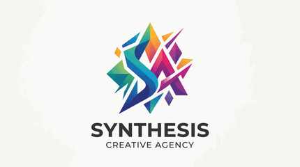 Obraz premium Geometric logo design features colorful abstract shapes for creative agency