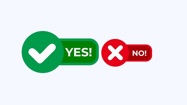 Displays a yes button and a no button, suitable for decision making concept designs, web designs, surveys, quizzes, and educational materials.