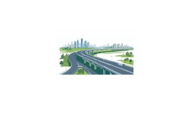 Dhaka Purbachal Expressway Modern Highway Vector Illustration