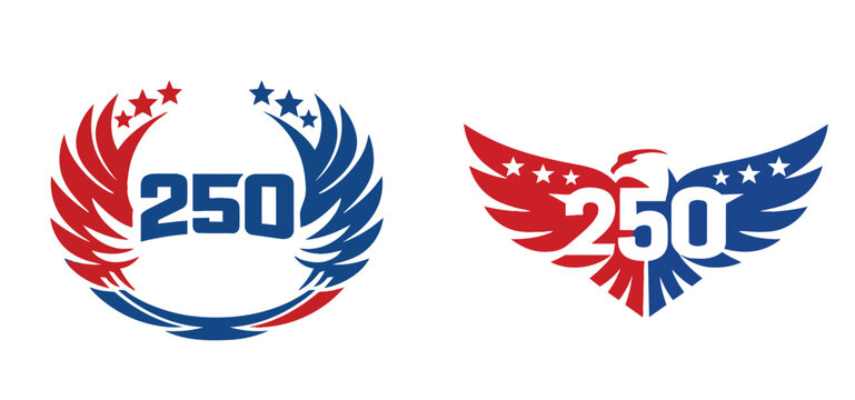 USA 250 Year Anniversary Logo Collection, American Independence 1776&ndash;2026 Modern Patriotic Logos Set, american flag