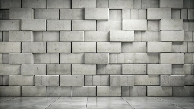 Abstract Grey Concrete Block Wall Texture with Floor