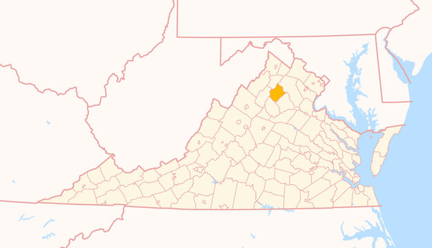 Map of the County Rappahannock (Virginia, US) showing the Federal State with the highlighted County