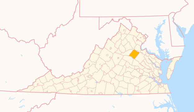 Map of the County Spotsylvania (Virginia, US) showing the Federal State with the highlighted County