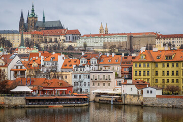 Prague old town houses panorama, taken from the famous "Charles Bridge". © stefanopez