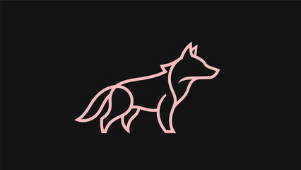 Fototapeta premium Pink wolf icon on black background