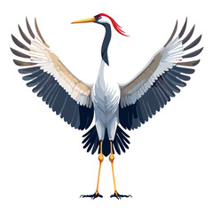 Obraz premium cranes bird in realistic rendering with white background and open the wings ready to fly