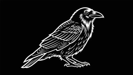 Fototapeta premium Raven illustration on black background