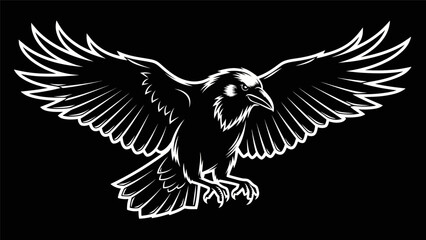 Fototapeta premium Raven silhouette with open wings