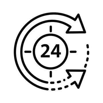 Circular clock icon depicting a continuous 24-hour cycle with directional arrows.