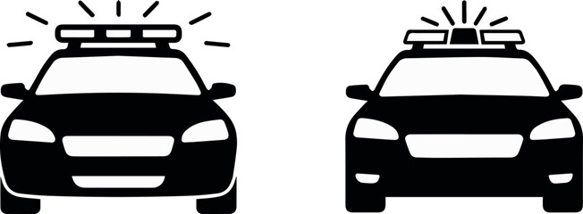 Emergency vehicle front icons with siren and lights © Icons Queen