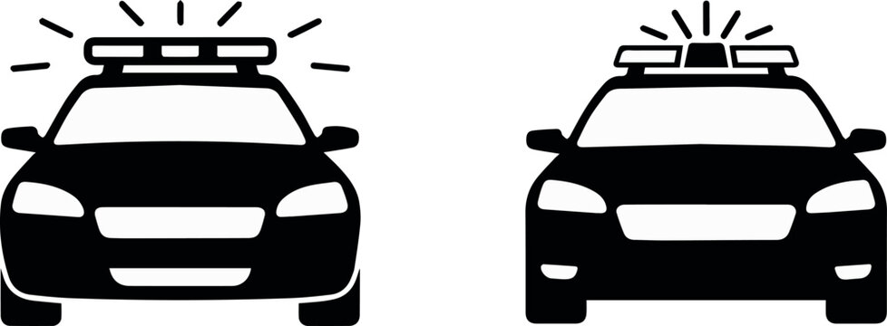 Emergency vehicle front icons with siren and lights