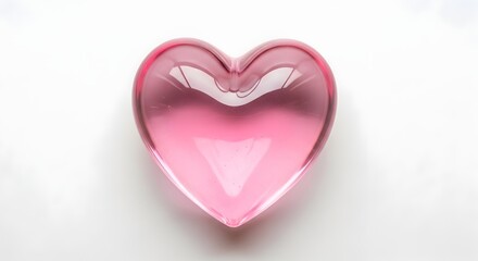 Obraz premium Aesthetic Pink Glass Heart on White Background, Symbolizing Romance, Affection, Ideal for Valentines Day and Romantic Concepts 120chars