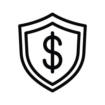 Shield emblem featuring a dollar sign symbolizing financial security and protection
