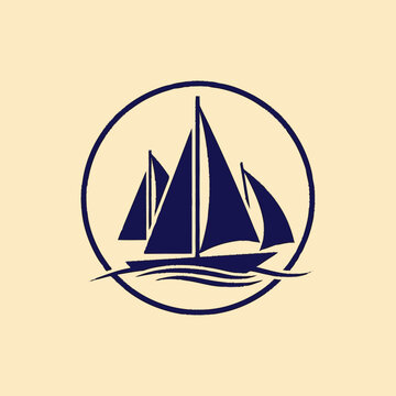 Sailing boat with triangular sails.