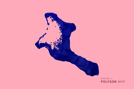 Kiribati Map - Low poly polygon map in deep blue gradient on soft pink pastel background, modern minimal geometric design, clean digital vector illustration.