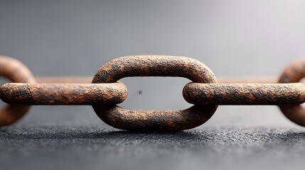 Fototapeta premium Macro View of Rusted Metal Chain Link on Textured Ground