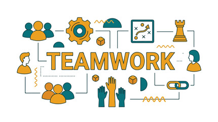 Teamwork Concept Illustration with Business Icons and Collaboration Symbols © StockStudio