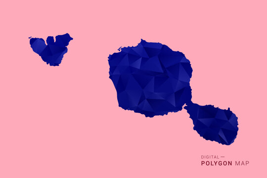French Polynesia Map - Low poly polygon map in deep blue gradient on soft pink pastel background, modern minimal geometric design, clean digital vector illustration.