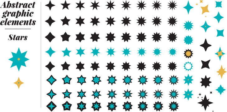 Conjunto de iconos de estrellas vectoriales en estilo plano para calificaci&oacute;n y dise&ntilde;o gr&aacute;fico