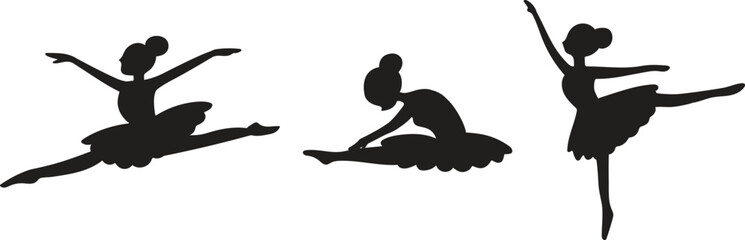 Ballerina silhouette doodle vector isolated clip art. Illustration of ballerina in various pose collection set for asset, design, tattoo, poster © Amanda