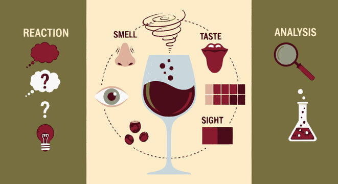 Wine Tasting Analysis Sensory Experience Visual Smell Taste.