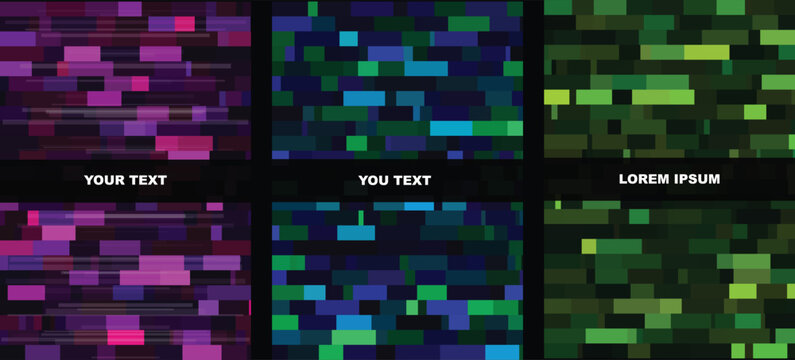 Abstract Geometric Pixel Pattern Backgrounds Set for Web Design