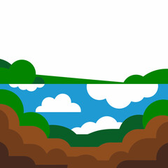 Obraz premium Green Landscape with Blue Sky and White Clouds