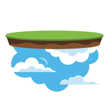 Floating Island in Sky with Clouds