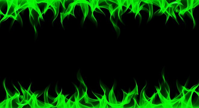 Neon green flame pattern on black background