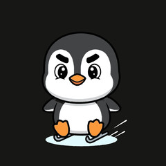 Obraz premium Angry Cartoon Penguin Character Illustration.