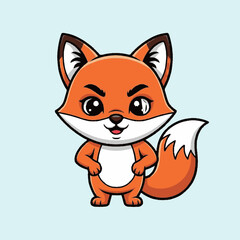 Obraz premium Cartoon Fox Character Standing and Smiling.