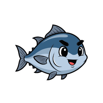 Cartoon Fish Character with Smiling Face.