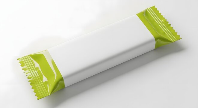 Mockup of a white product with green accents and packaging
