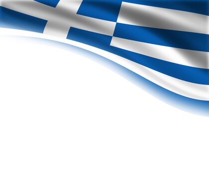 White background with Greek flag in the upper right corner