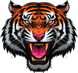 Fototapeta premium Angry Tiger Face Tiger Face Logo Head of Tiger Tiger Face Design for Branding Creative Logos and Professional Illustration Work