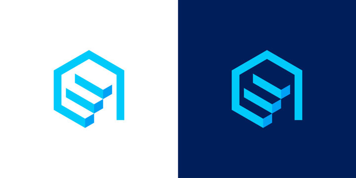Dual meaning logo combining stair and hexagon elements, symbolizing structured growth, progress, stability, innovation, and step-by-step development within a strong modern framework.