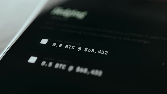 Financial text showing a Long Position in Bitcoin