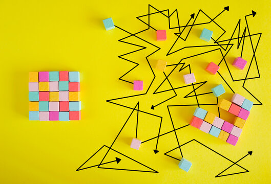 Business concept for competition,rivalry,bad management,communication gap,business distraction, complicated decion tree,