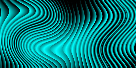 Fototapeta premium Futuristic Cyan Wavy Line Pattern - Abstract Teal Geometric Texture on Black Background