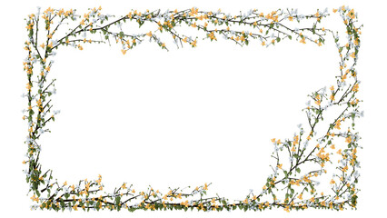flowering vine border frames isolated white background © Diem