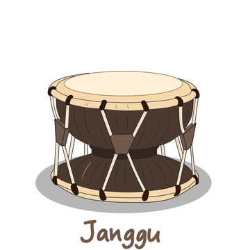 Korean Traditional Janggu Drum Isolated on White Background &ndash; Asian Cultural Musical Instrument